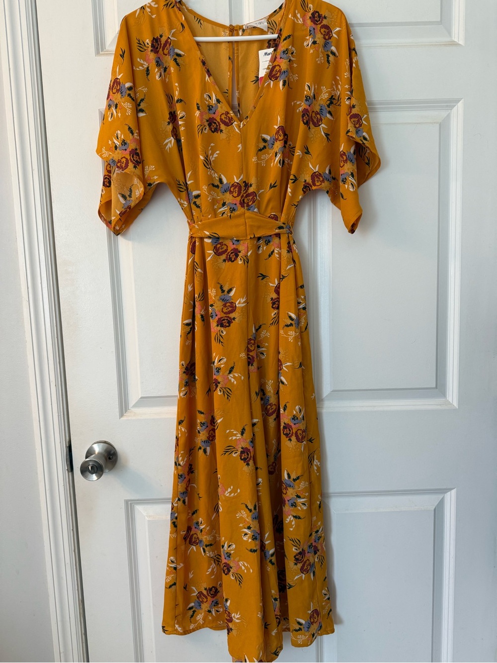 Mustard Floral Romper with Belt